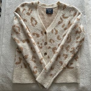 Abercrombie & Fitch Cream and Brown Leopard Cardigan